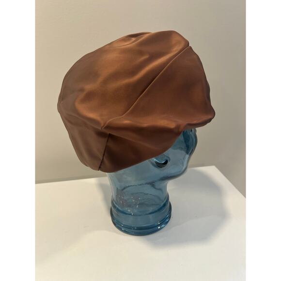 Vintage 1950s-60s Satin Turban Style Hat Brown JL - Picture 3 of 6